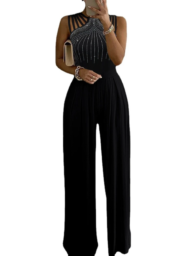 

Jump Suits Party Sequins Wide Leg Jumpsuit Women Elegant Sexy Sleeveless One Piece Outfits Summer 2022 Evening Club Jumpsuiits