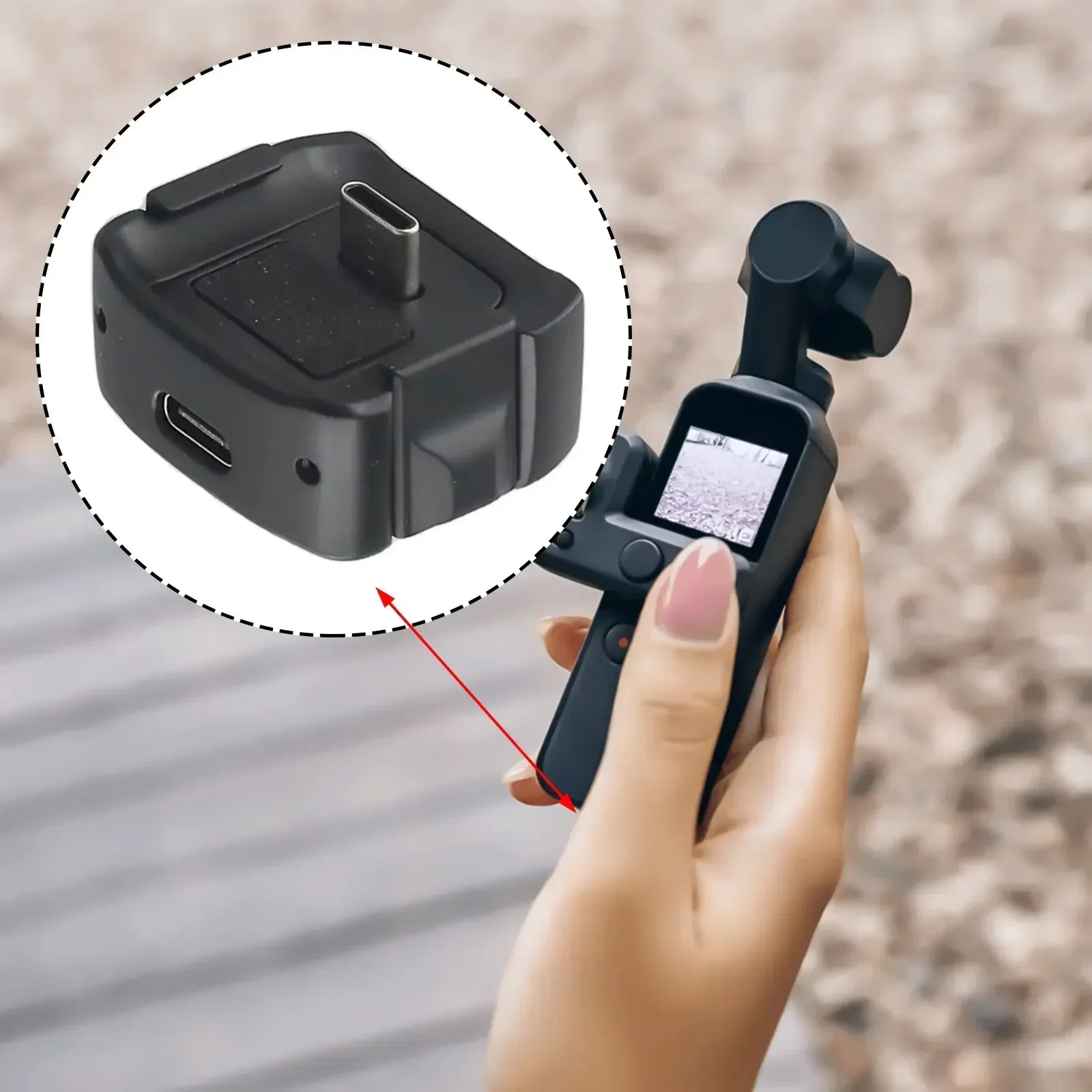 Base di ricarica multifunzionale per DJI For Pocket 3 Supporto stabile Supporto a vite 1/4 Porta di tipo C Accessori per fotocamera a ricarica rapida