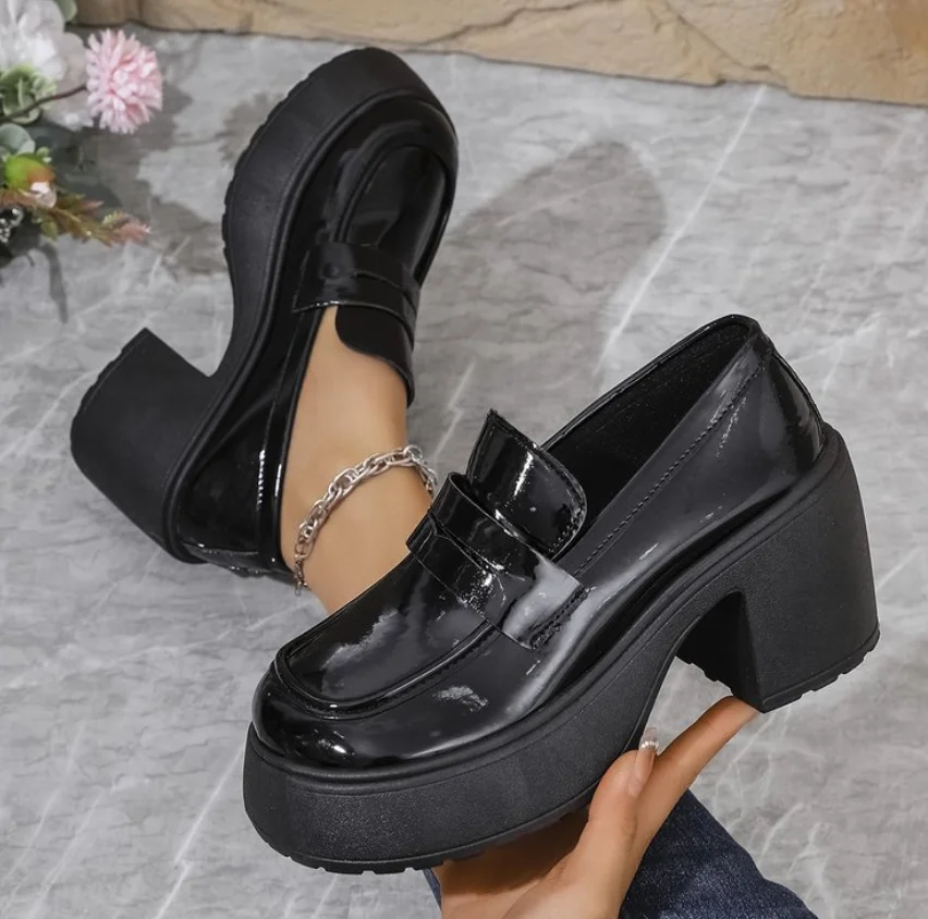 British High Heels Gothic Loafers Women Mary Janes Shoes 2024Spring Leather Chunky Platform Pumps Woman Slip On Jk Uniform Shoes