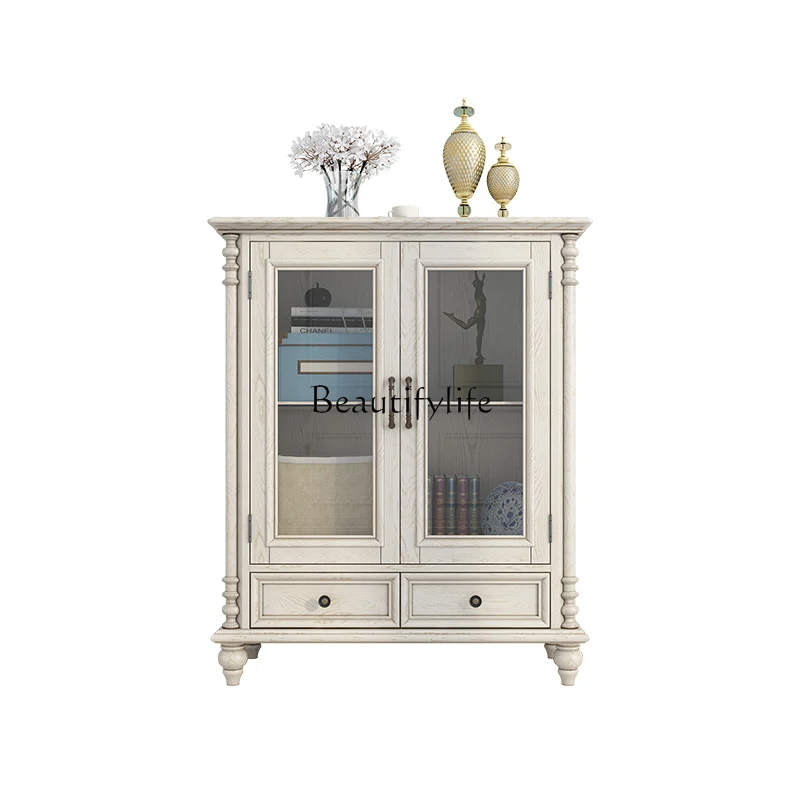 

American solid wood country living room storage cabinet retro porch locker furniture