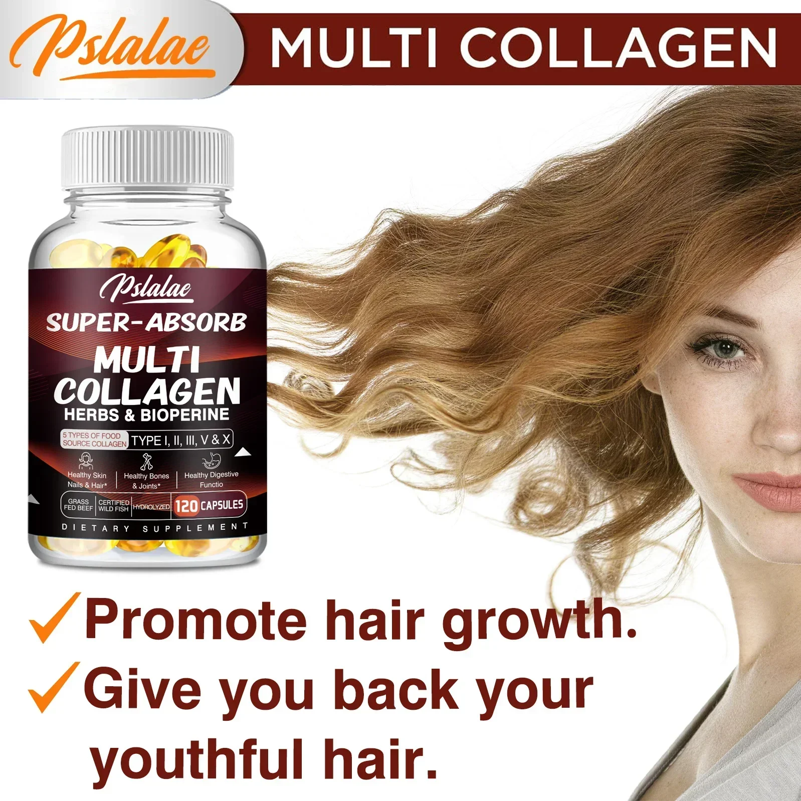 Multi Collagen Pills (Type I II III V X) Organic Herbs and Piperine - Collagen Capsules with Herbs and Piperine