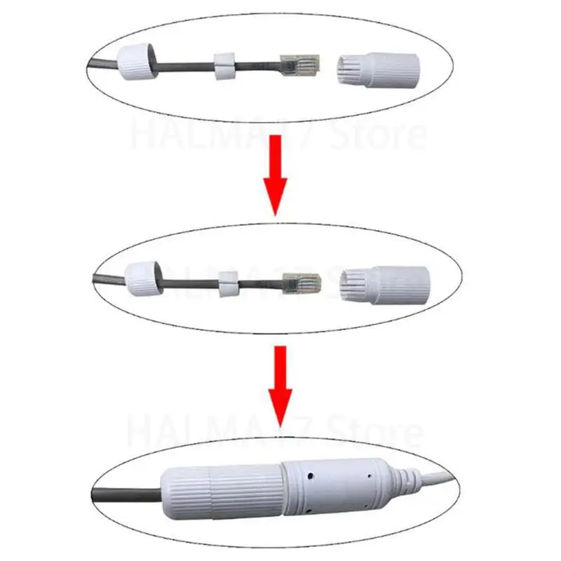 Cubierta protectora de tapa de conector impermeable RJ45 blanco y negro para red exterior para cámara IP poe Cable Pigtail cámara IP J17