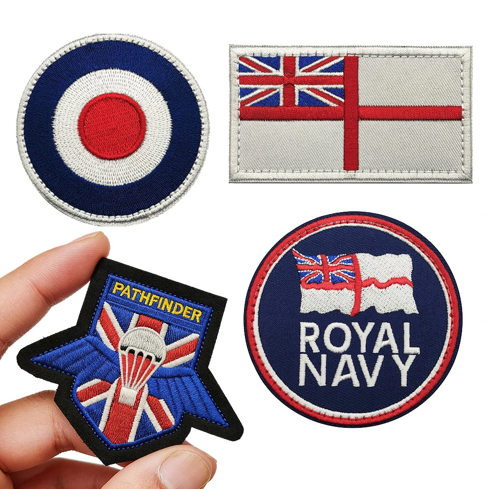 New Design ROYAL NAVY British Royal Computer Embroidery British Union Jack Badge Jacket Backpack Hook and Loop Patch