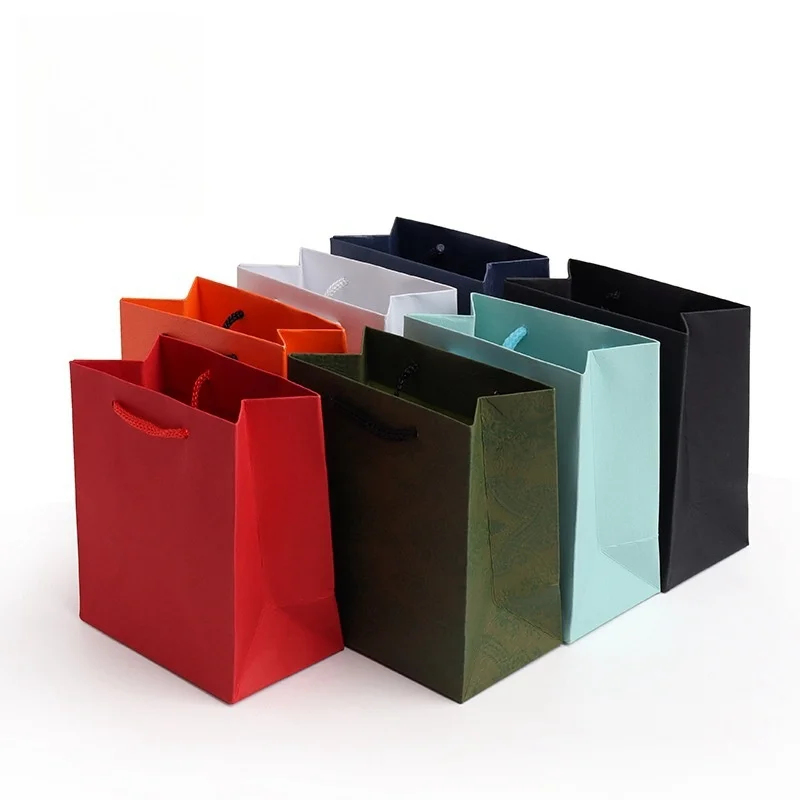 Mini petit sac en papier avec poignée, sacs d'emballage de bijoux, sac cadeau de fête, stockage portable, sacs à provisions