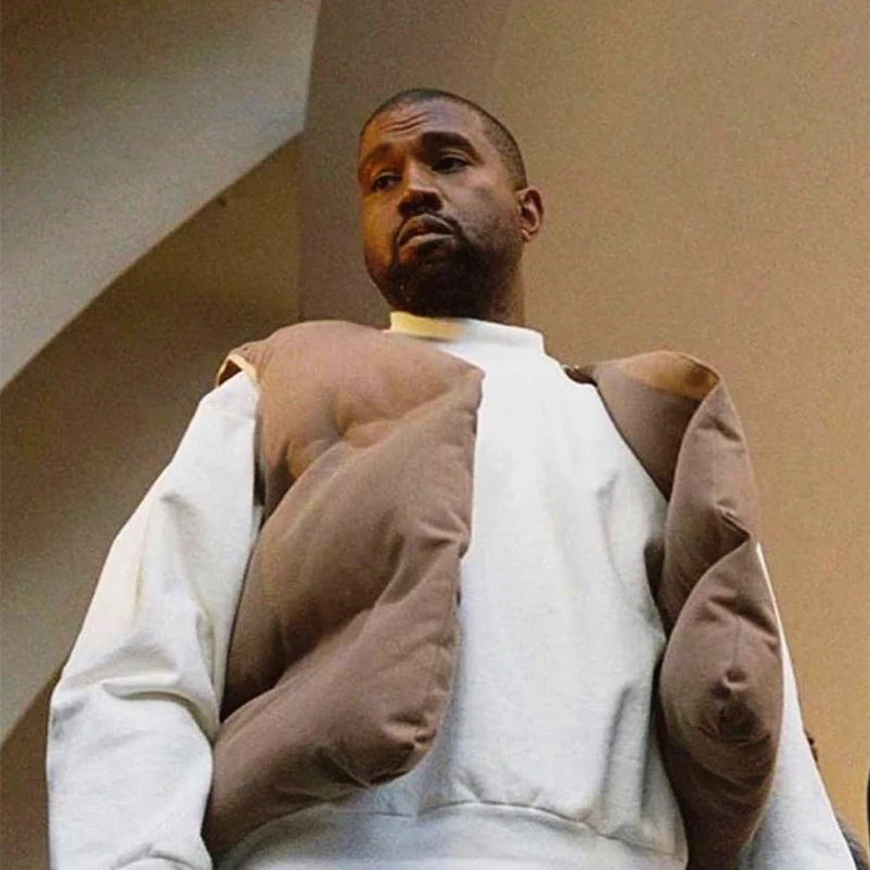 Ếch Trôi Mới Thời Trang Đường Phố Kanye West DONDA 2 Mặt Đeo Ngắn Cotton Áo Khoác Không Tay Đệm Bông Ép Xuống Vest Nam