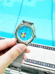 Montre à quartz unisexe avec bracelet en cuir en métal, loisirs de piscine, bonne heure, design créatif, montre de sport, pointeur de natation, cadeau simple