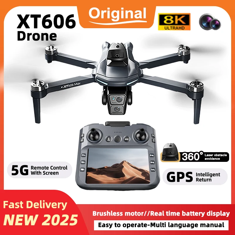 ل Xiaomi XT606 GPS الطائرة بدون طيار المهنية 4K 3-Axis PTZ كاميرا مزدوجة تجنب العوائق فرش السيارات 5G WIFI أجهزة الاستقبال عن بعد اللعب