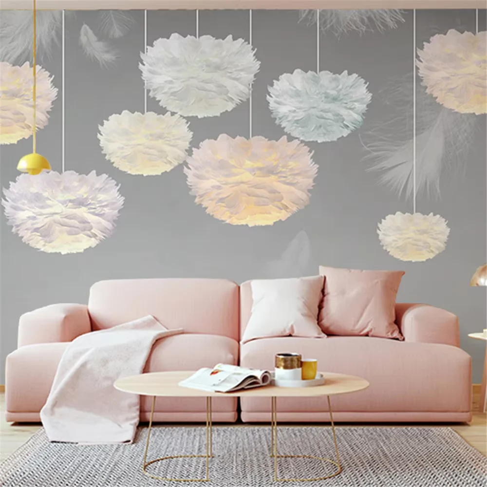 custom papel de parede 3D Feather lamp wallpaper for children's room decor 3D mural wallpapers for living room bedroom wall art