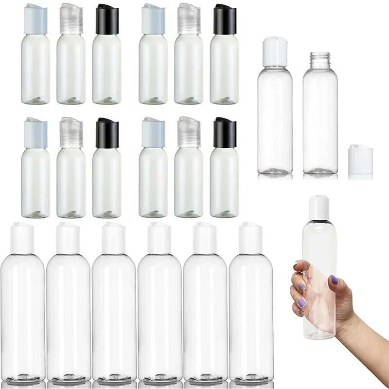 

30pcs 30ml-100ml Empty Clear Plastic Squeeze Bottles with Disc Top Caps Travel Refillable Containers for Shampoo Lotions Creams