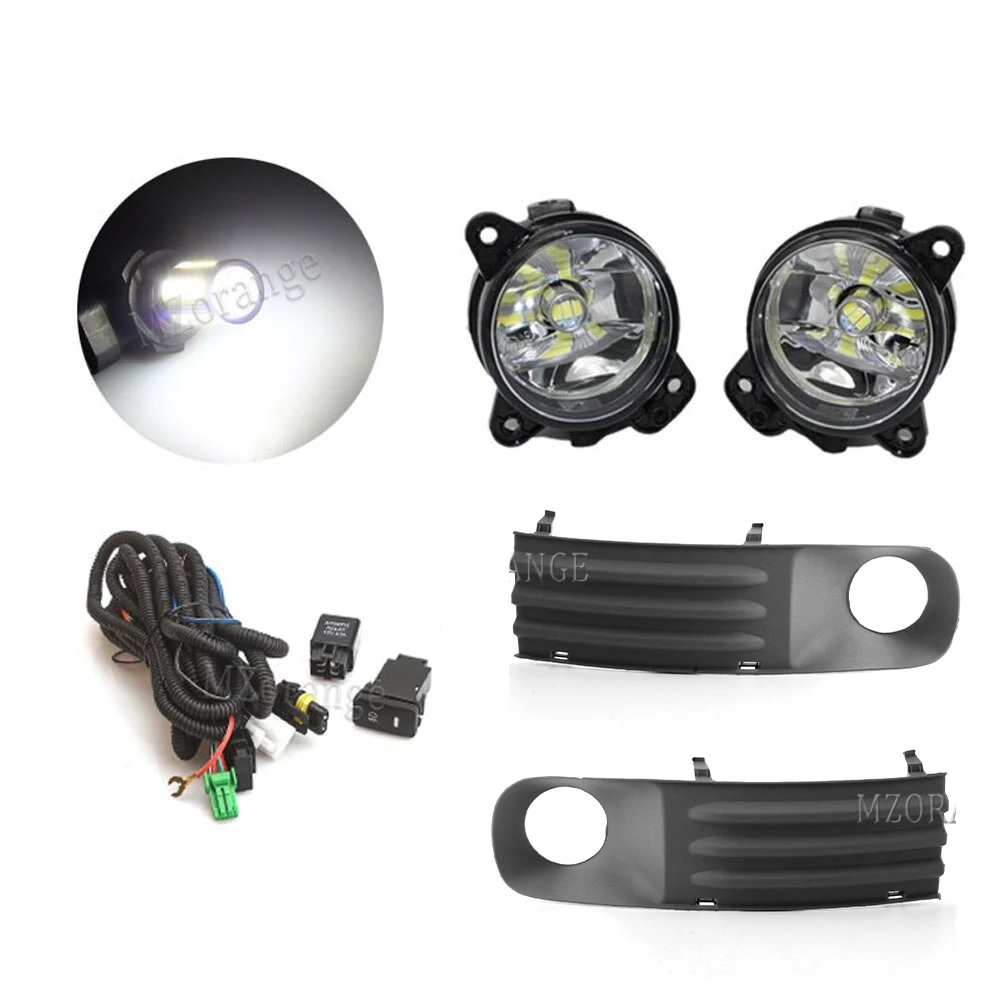 Fog Lights for VW Transporter T5 Multivan Caravelle 2003-2010 LED Fog Light Gray Fog Lamp Cover Grill Wiring Harness Switch Kit