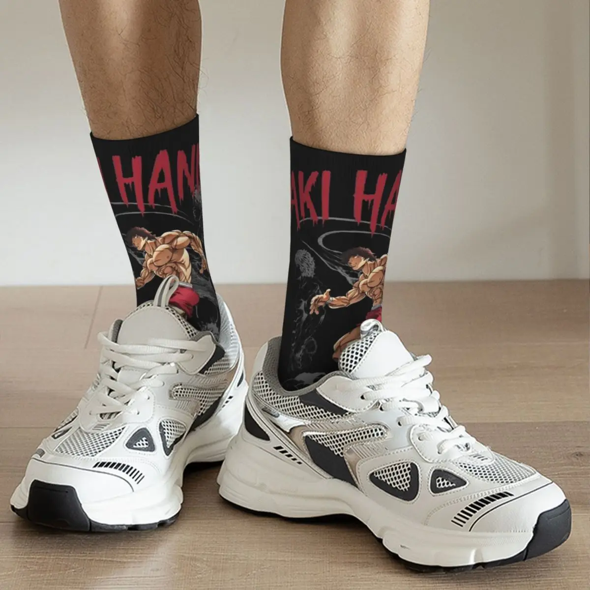 Baki Hanma-Unisex As Meias Grappler, Crazy Street Style, Crazy Sock, Correndo Feliz Impressão 3D