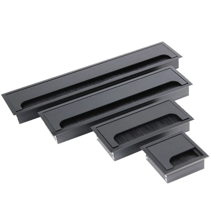 Aluminum Alloy Table Line Hole Cover Desk Outlet Desktop Hole Wire Decoration Cover Rectangular Threading Box Office Accessories