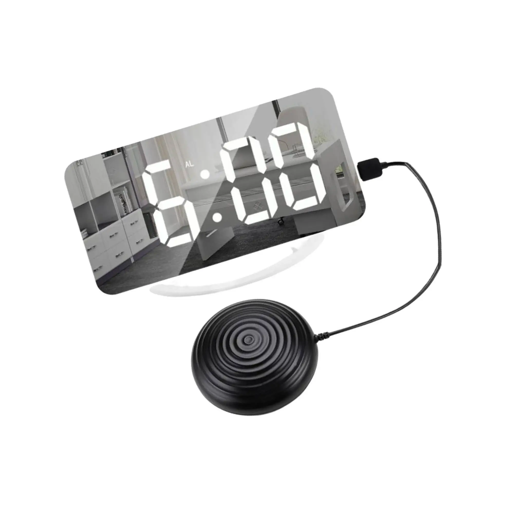 12/24H Digital Loud Alarm Clock with Bed Shaker Deaf Snooze Heavy Sleepers