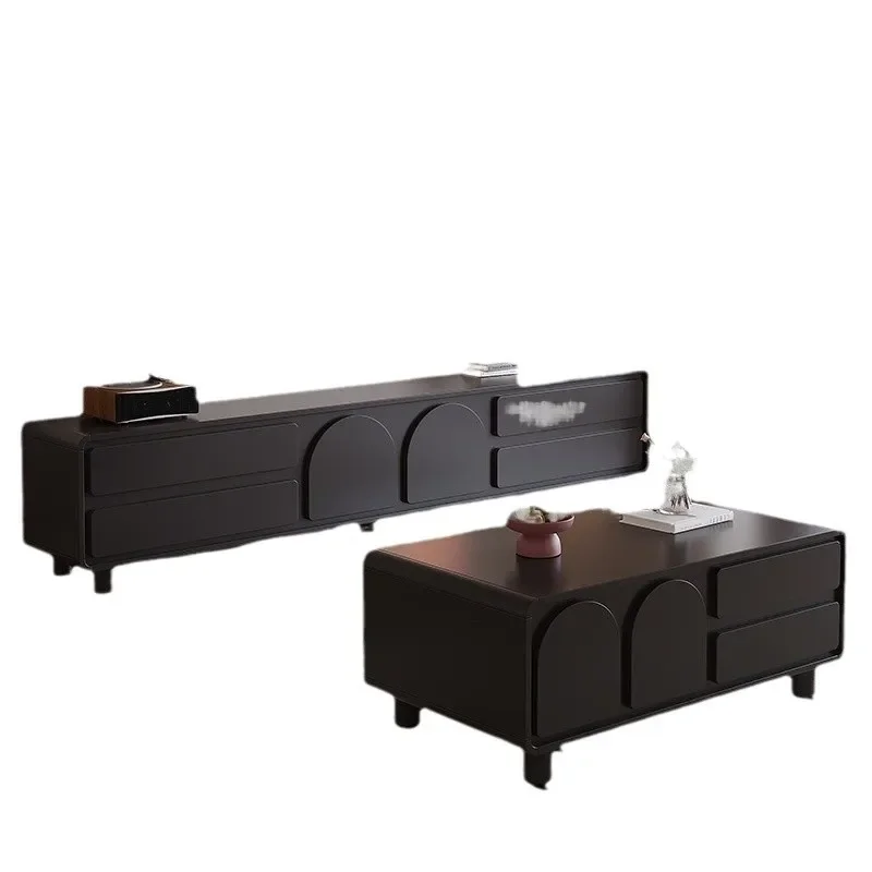 

French retro floor TV cabinet living room home storage locker integrated high American black TV cabinet
