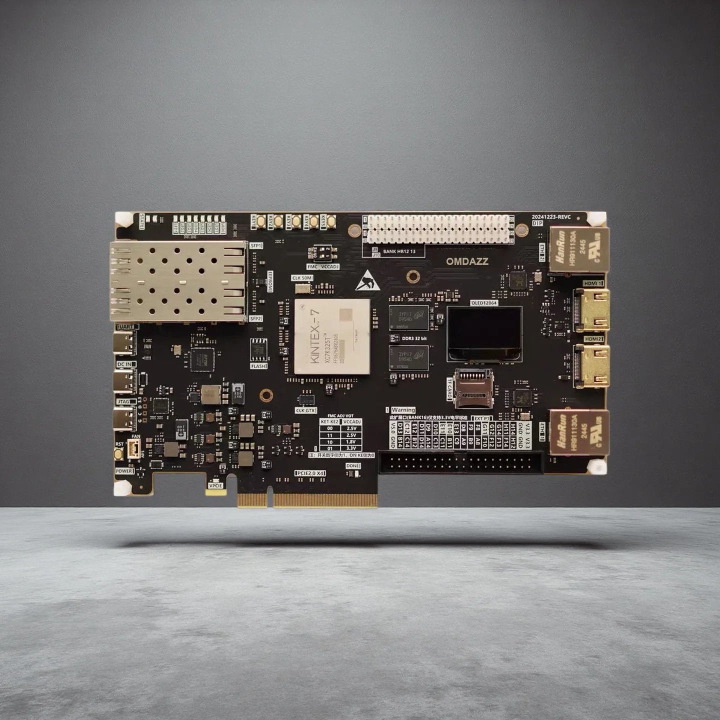 XC7K325T FPGA Development Board, PCIe Gen2 x4, SFP+, Gigabit Ethernet, 1GB DDR3, for University electronics Learning