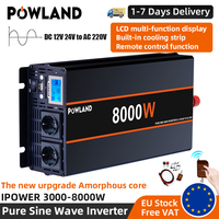 POWLAND 8KW 6KW 5KW 4KW 3KW Pure Sine Wave Power Inverter 12V 24V 220V Micro Inverter DC 50HZ Voltage Converter Home Appliance