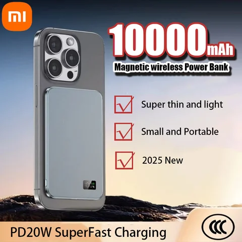 Xiaomi 10000mAh 얇은 자기 무선 보조베터리 PD25W iPhone 2025 용 Magsafe 용 고속 충전 휴대용 외장 배터리 New