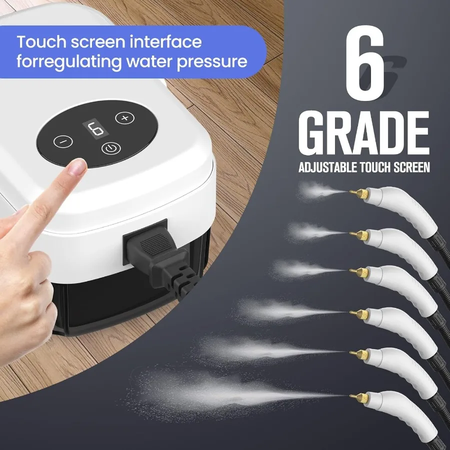 منظف البخار المحمول 6 تروس مُبخّر محمول قابل للتعديل مع خزان 1.3L جهاز بخار عالي الحرارة مضغوط لسيارة الجص الأرضية المنزلية