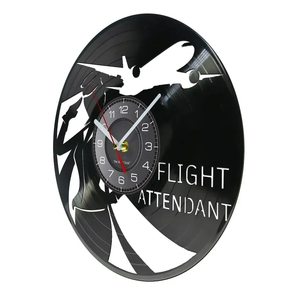 Airline Flight Attendant Longplay Wall Clock Stewardess Vintage Vinyl Album Passenger Plane Record Clock Airplane Hostess Gift