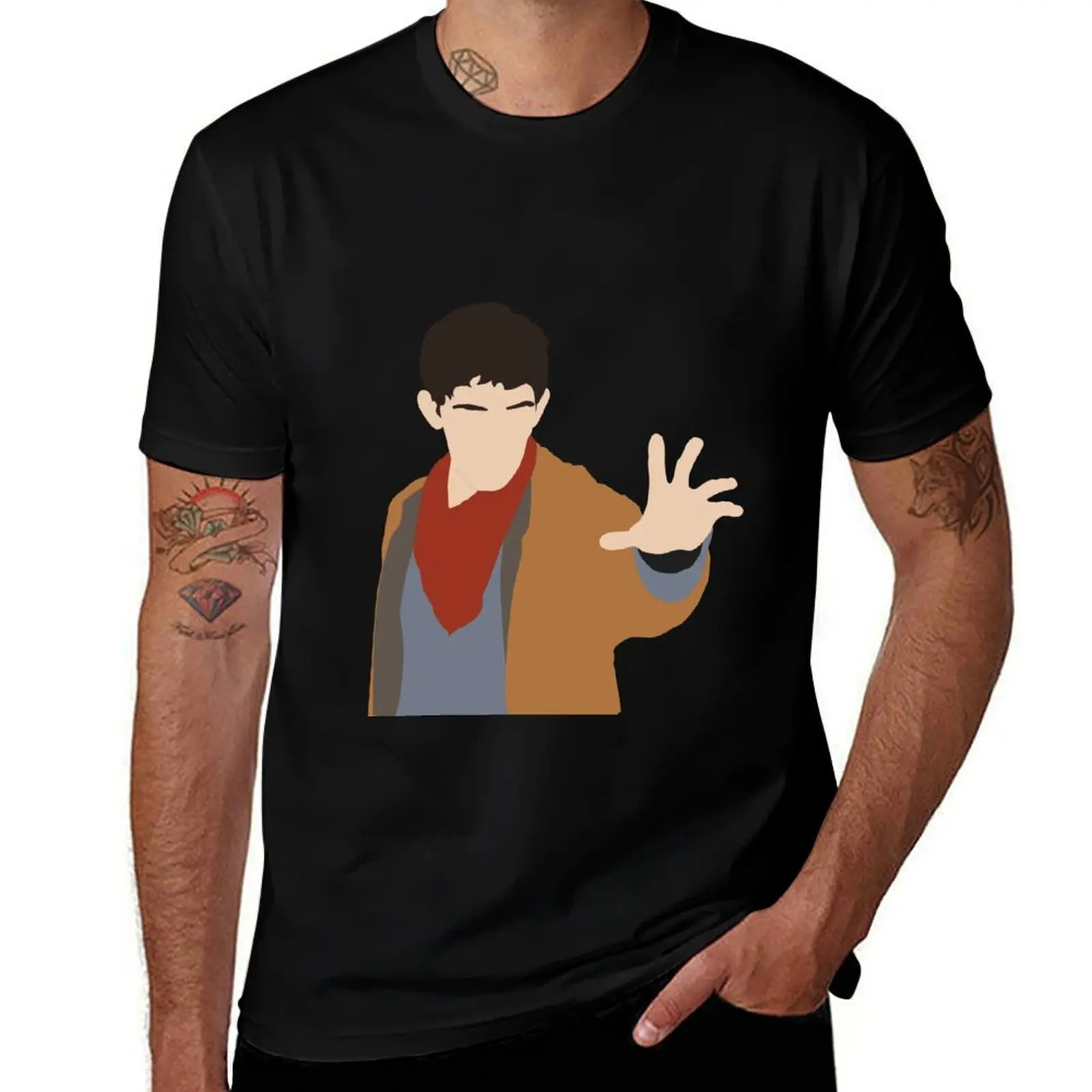 BBC Merlin Silhouette T-Shirt Christmas Casual Tee Shirt T-Shirt