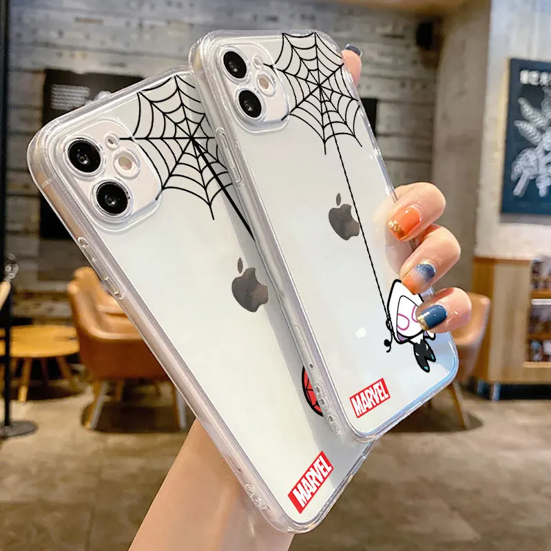 Cute Marvel Spiderman Phone Case for Xiaomi Redmi Note 11 10 Pro 10C 10S 8 7 9S 11S 9A 9C 9T 11T 9 K40 8T Clear Soft TPU Funda image 4