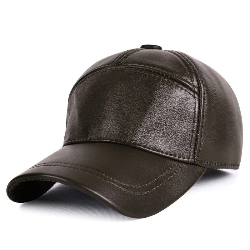 Spring/Autumn Men Genuine Leather Baseball Caps Cowhide Men Youth Duck Tongue Dad Hats Bomber