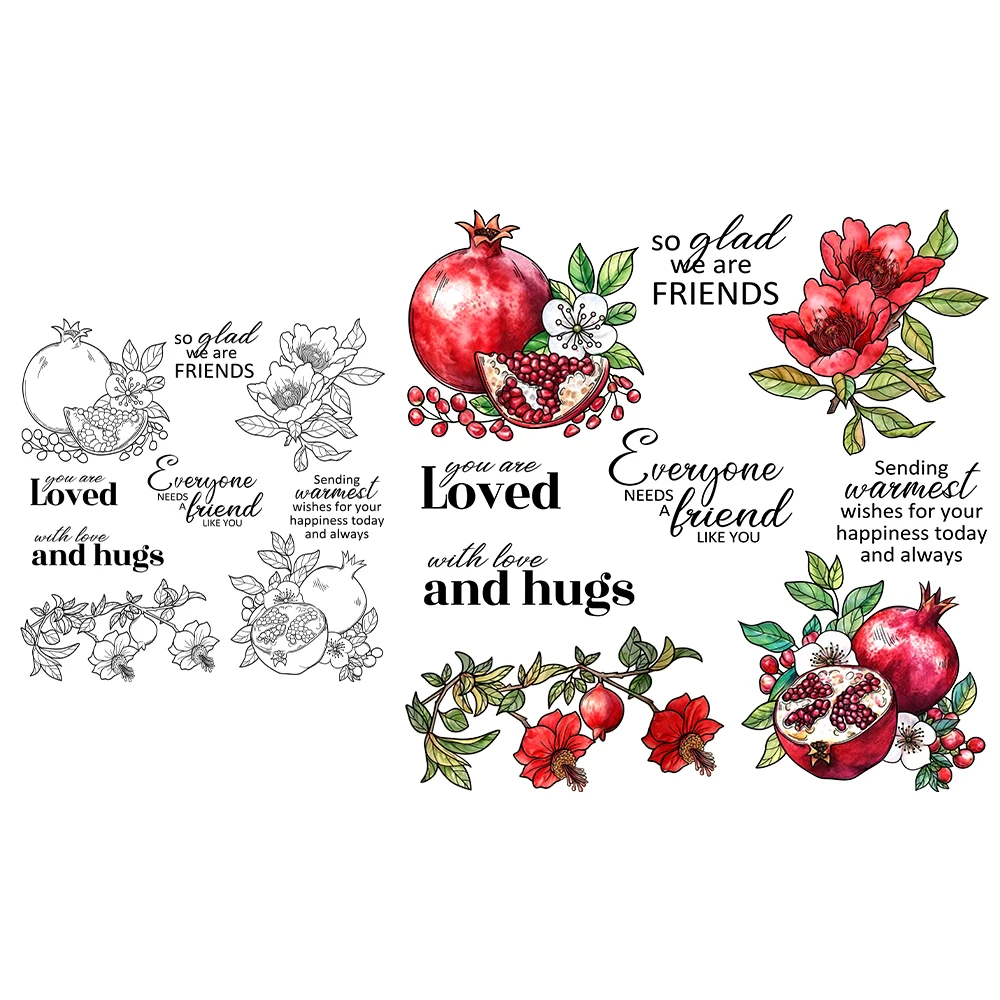 Mangocraft Sweet Pomegranate Fruits Clear Stamp Harvest DIY Scrapbooking Supplies Silicone Stamps For Card Making Albums Decor