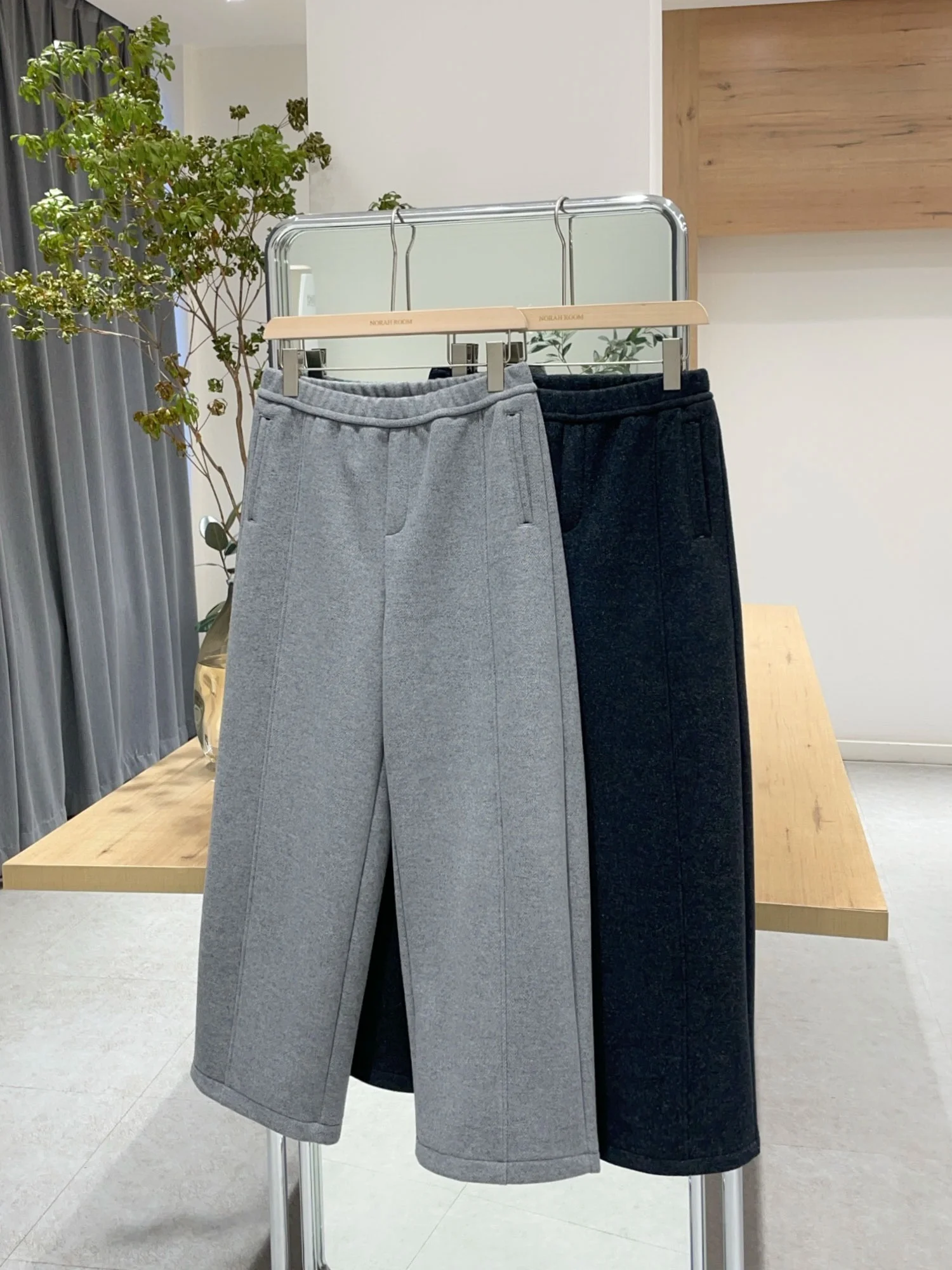 

Noxiao La Authentic Winter 2025 Korean Sle Casual Elastic Waist Wool Nine-Piece Pants Straight Leg High Waist