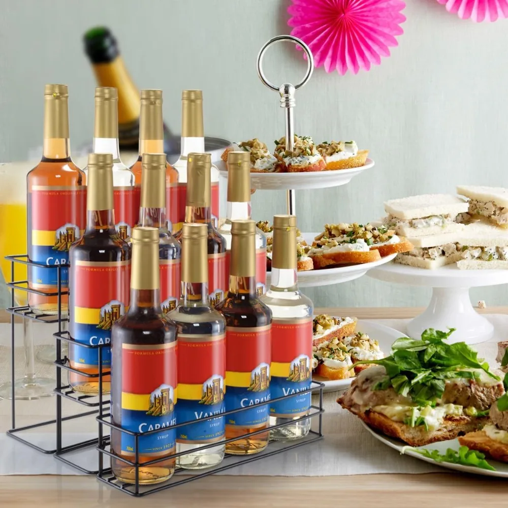 3-Tier Coffee Syrup Organizer Stand - 12 Bottle Capacity Kitchen Storage Rack for Wine & Condiments