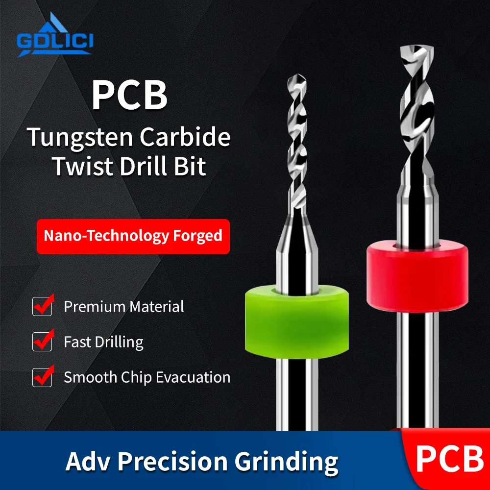 Tungsten Carbide Micro Stub Shank Twist Drill Bit Set for PCB, Range 0.5-3.0mm, Including 0.8mm/1.5mm/2.0mm Specs