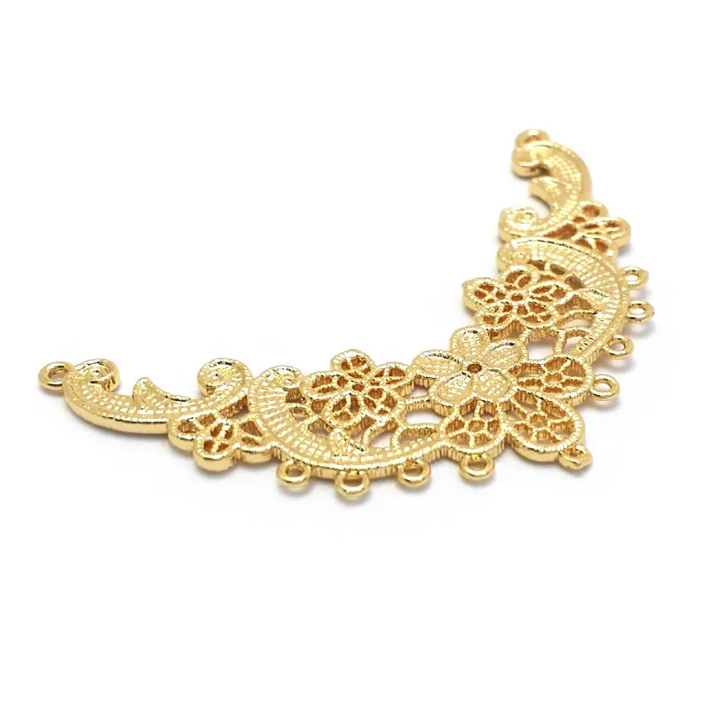 18K Gold Color Brass and Zircon Curve Connect Charms Pendants High Quality Diy Jewelry Making Necklace Earrings Accessories