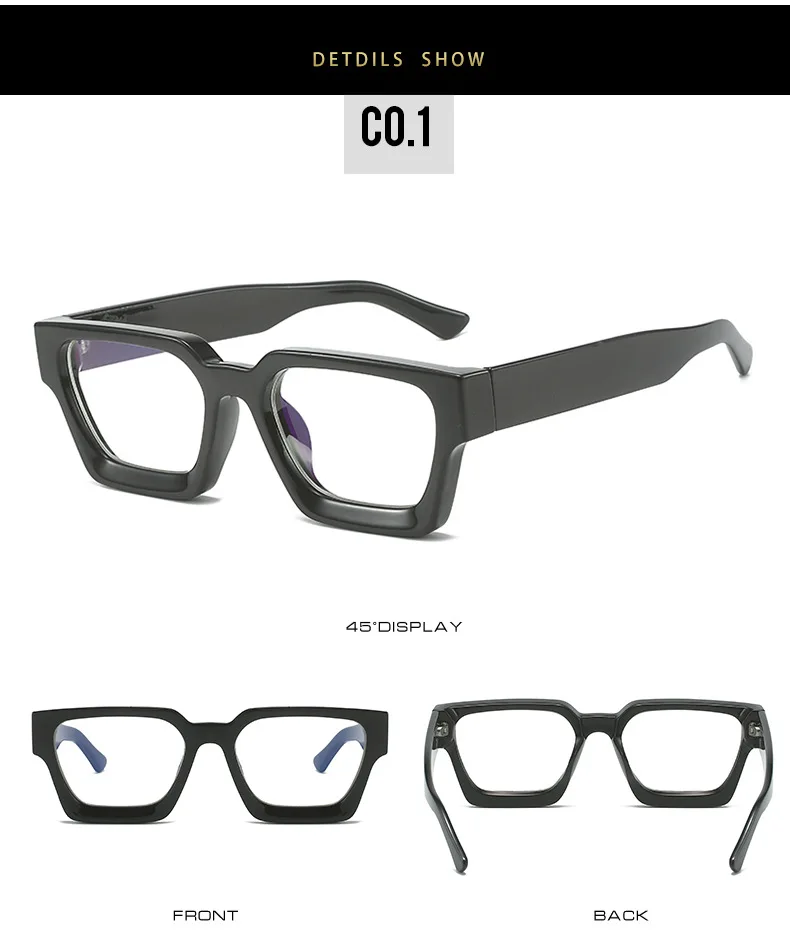 Marke männer Platz Gläser Rahmen Optische Photochrome Blau Licht Lesebrille Retro Große Brillen Klassische Computer Gläser – Detail 6