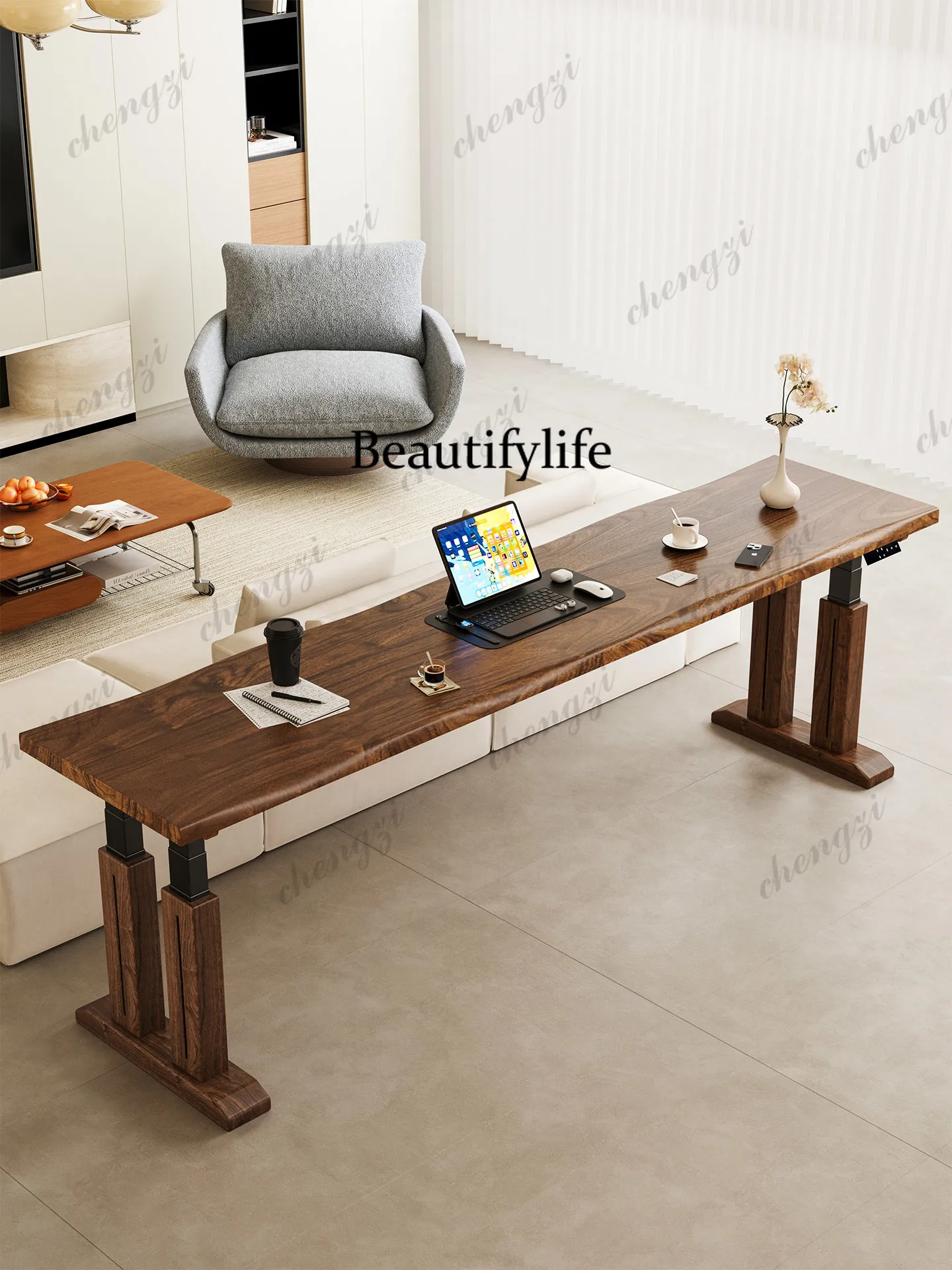 Horizontal hall table, electric lifting table, multi-function after sofa, go to the living room