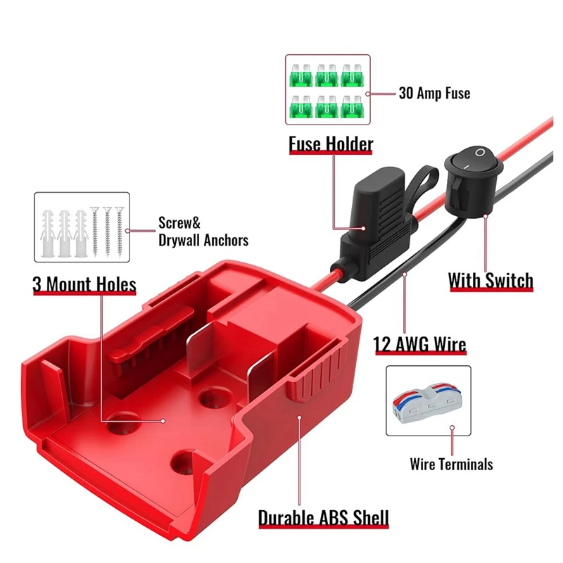 3 Packungen Power Wheels Adapter für M18 Batterieadapter Power Wheels Batteriekonverter Kit für DIY RC Auto Spielzeug Robotik