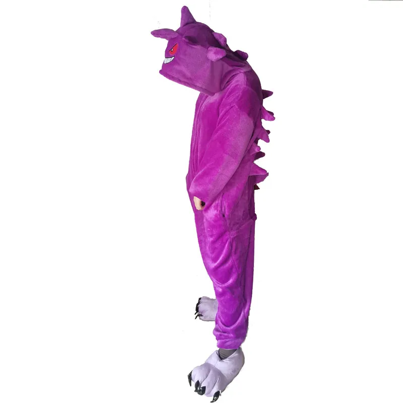 New Kigurumi Flannel Gengar Women Onesie Cosplay Costume for Adult One-Piece Pijamas Halloween Christmas Full Body Clothes