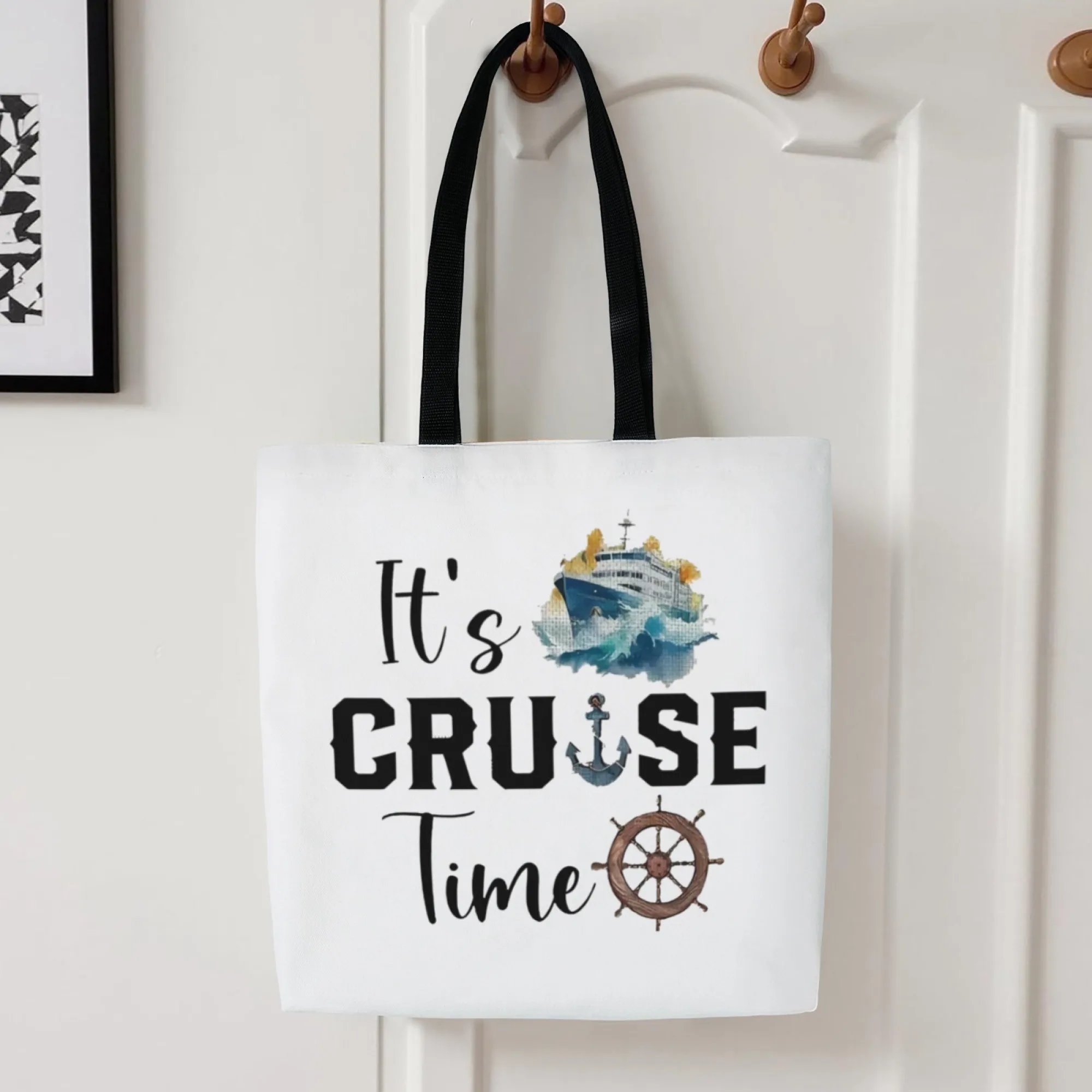 Borsa tote in tela da crociera nautica urbana Borsa a tracolla con stampa artistica Borsa per la spesa da donna perfetta per i fan estetici marittimi