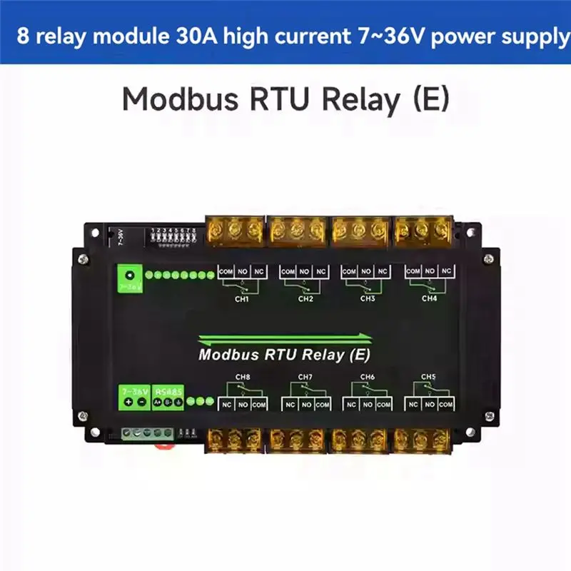 ABKW-8-Ch RS485 Ethernet Relay Module Modbus RTU Protocol Various Isolation 30A High Current Relay Module