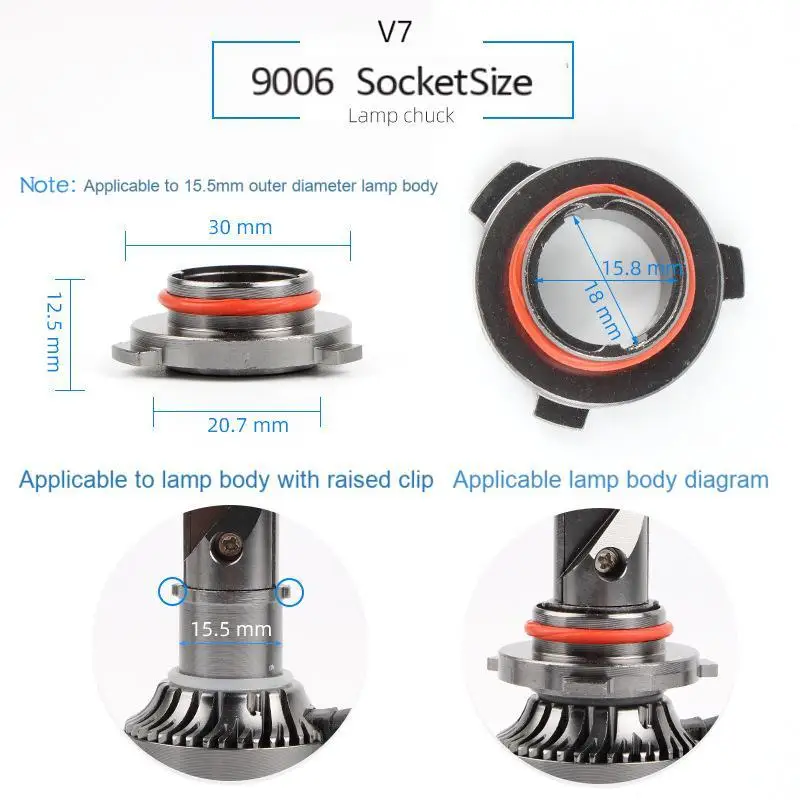 Für V7-9005/9006/9012/H11/H7/H4/H1 Scheinwerfer-Befestigungsclips Auto-LED-Scheinwerferbirnen-Basisadapter Sockelhalter – Detail 14