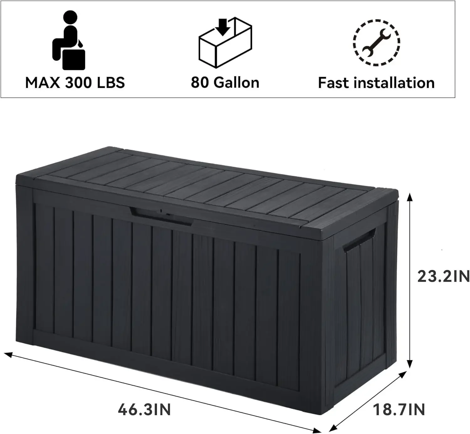 Outdoor Wheel Deck Box for Chion Cube Storage Box, All Weather Storage Shed, Backyard Patio, US 75, 80, 260Gallon