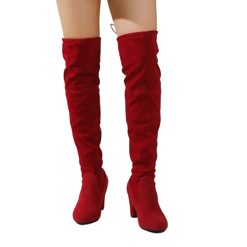 Modische Neue Elegante/sexy Overknee-Damenstiefel, Winter-Bestseller, Bequeme Spitze High-Heel Ritterstiefel – Detail 10