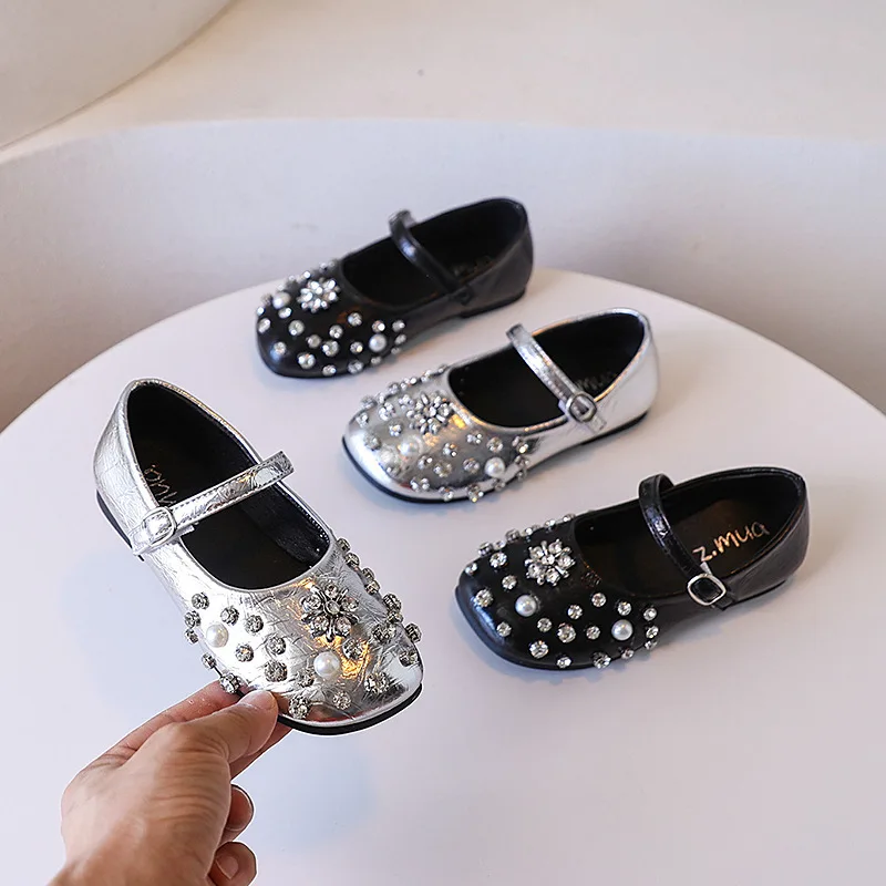 

New Luxury Kids Leather Shoes Elegant Luxury Girls Fashion Princess Ballet Shoes Wedding Party Children Performance Flat Shoes