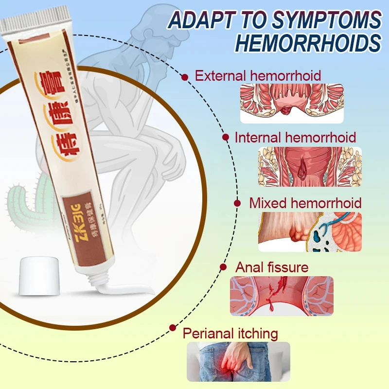 1Pcs  Hemorrhoids Ointment Internal And External Piles Therapy Anus Pain Swelling Bleeding Relieve Anal Fissure Herbal Cream