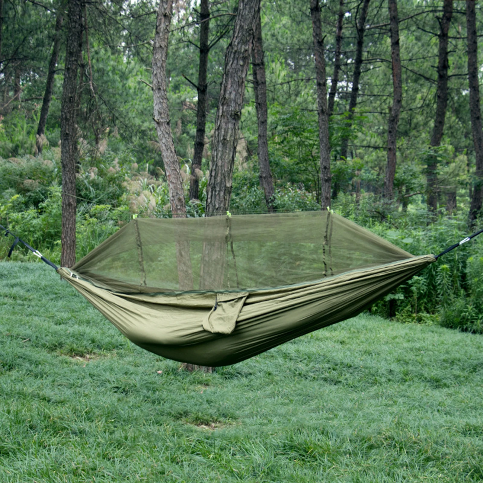 Net outdoor tempat tidur gantung Kemah ganda tahan nyamuk dengan jaring nilon 210T, tempat tidur 2 orang ringan portabel untuk Backpacking & Perjalanan