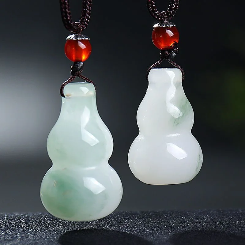 Natural with Green Tianshan Jade Gourd for Fortune and Prosperity, Jadeite Pendant