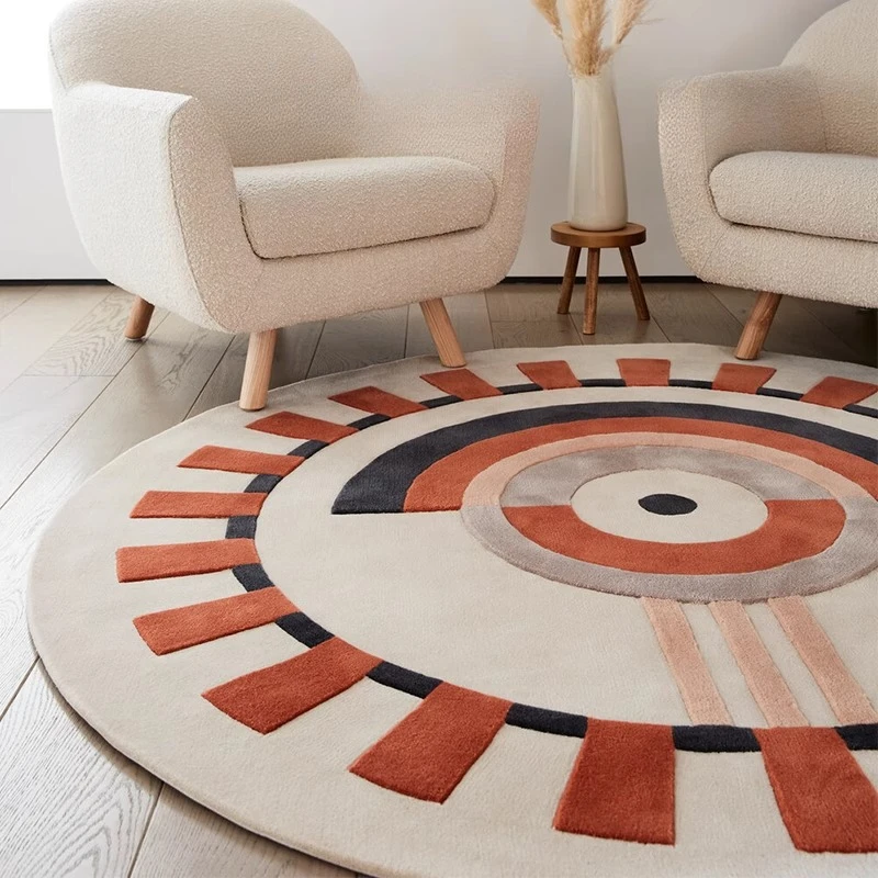 

Round Carpet Living Room Premium Wool Custom Piano Mat Design Cloakroom French Bedroom Bedside Blanket