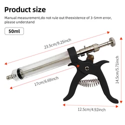 1 Pc Veterinary Animal Continuous Injection Syringe Revolver 50ml Plastic Handle Automatic Vaccination Gun for Cow Pig Sheep