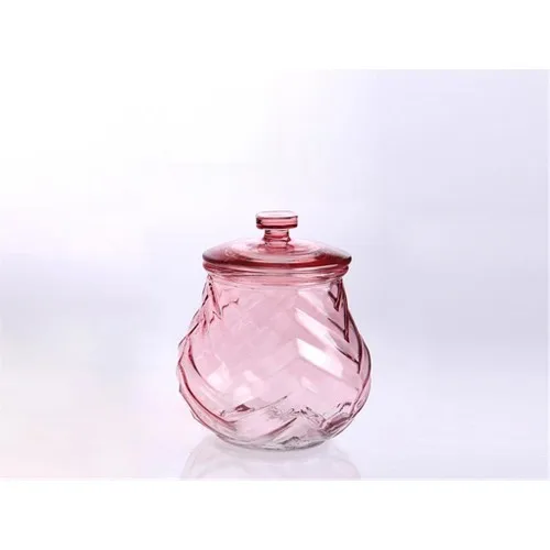 Zücev 14x16 cm. Single Softcover Wide Glass Jar Pink CANISTER-420