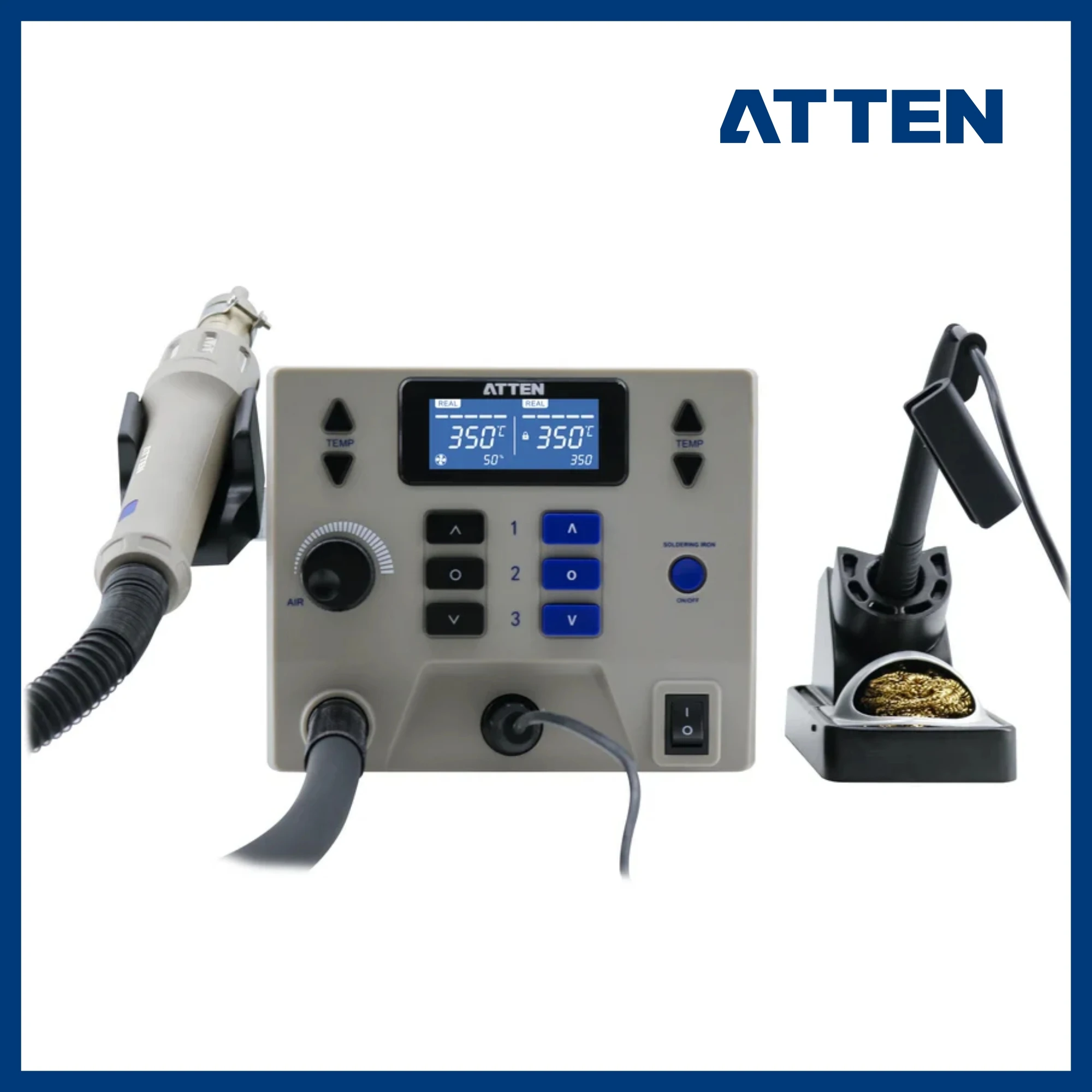 

ST-8602D Soldering Station ATTEN 1300W 2 In 1 Digital Hot Air Gun 90W Electric Solder Iron PCB Chip Repair Desoldering Rework