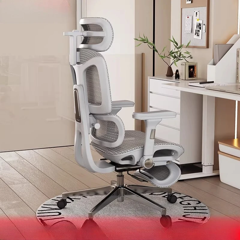 

Эргономичное офисное кресло с сетчатой спинкой, регулировкой высоты, поддержкой поясницы, подголовником, функцией откидывания и поворота, на колесиках, для дома и учебы