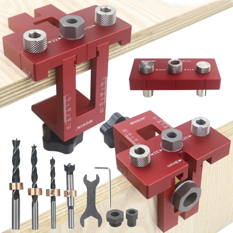 Woodworking 3 in 1 Doweling Jig Kit Pocket Hole Jig Vertical Drill Guide For Cabinet Furniture Locator Puncher Assembly DIY Tool